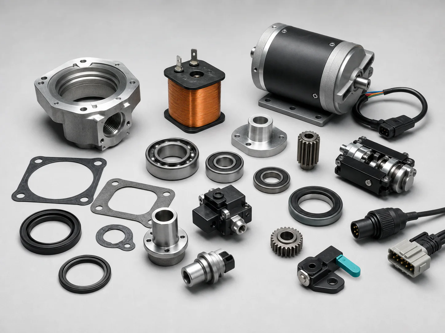 Textile machinery replacement components prepared for inspection